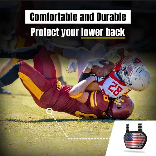 Miniatura 4 de O Shield Placa trasera de fútbol con bandera, almohadillas de espalda baja para jugadores de fútbol, protector trasero 2-Multi