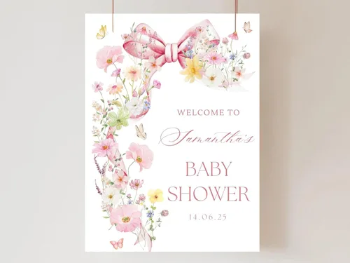 Miniatura 16 de Letrero de bienvenida personalizado de mariposa para baby shower, letrero de mariposa floral para baby shower, letrero con nombre personalizado