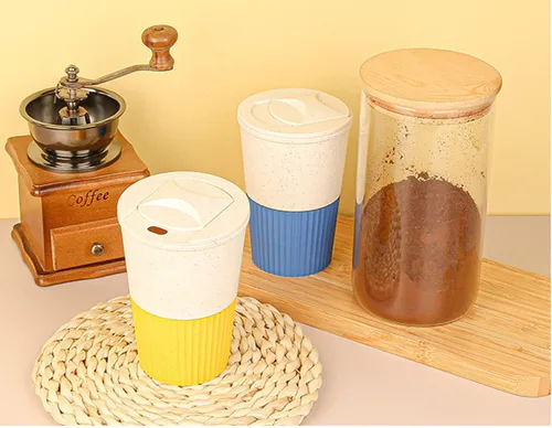 Miniatura 37 de Taza de café sellada con paja de trigo, taza de plástico portátil creativa, taza de alimentos de alto valor que acompaña a beber 16.9 fl oz/17 oz