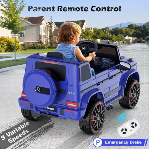 Miniatura 2 de ANPABO Auto de pasajeros con licencia Mercedes-Benz G63 para niños, coche de 12 V para montar con control remoto para padres, faros LED, reproductor