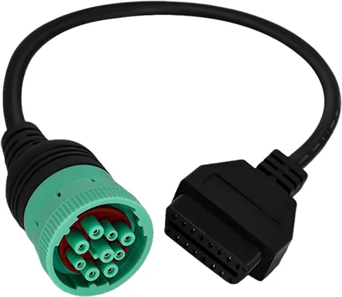 Miniatura 8 de Cable adaptador OBD2 de 9 pines a 16 pines para camiones pesados y vehículos comerciales, tipo 2 verde J1939 conector de diagnóstico Plug Trabajo