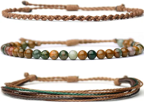 Miniatura 52 de Pulsera curativa hecha a mano con cuentas de piedra natural, regalo para hombres, pulsera de cuerda ajustable