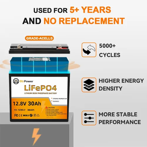 Miniatura 6 de Batería de litio de 12 V, fosfato de litio de 50 Ah, batería de ciclo profundo LiFePO4, 50 A BMS, más de 4000 ciclos, perfecta para RV, motor