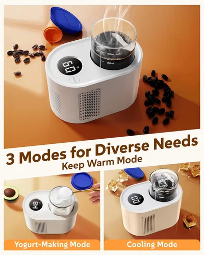 Miniatura 2 de Calentador de taza de café, mini refrigerador para enfriador de vino, calentador de tazas 3 en 1 para escritorio