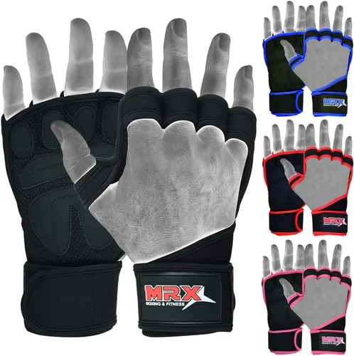 MRX BOXING & FITNESS Guantes de entrenamiento para hombres y mujeres, guantes de levantamiento de pesas ventilados con muñequeras, protección de