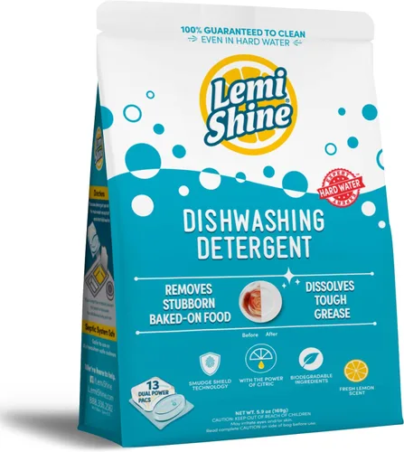 Lemi Shine Cápsulas naturales para lavavajillas | Cápsulas de detergente para lavavajillas todo en uno en polvo y gel con potente ácido cítrico |