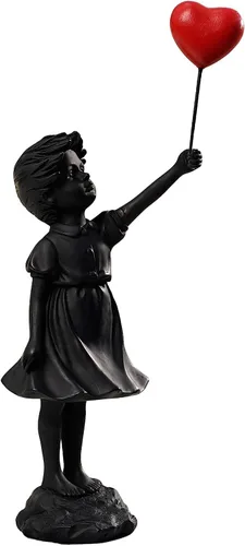 Estatua de niña de globo volador, figura de resina, escultura artesanal, esculturas de arte moderno para decoración del hogar, tema anti-guerra