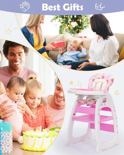 Miniatura 7 de Silla alta, sillas altas convertibles para bebés y niños pequeños, silla alta para bebé fácil de limpiar, silla de alimentación 3 en 1 para comer