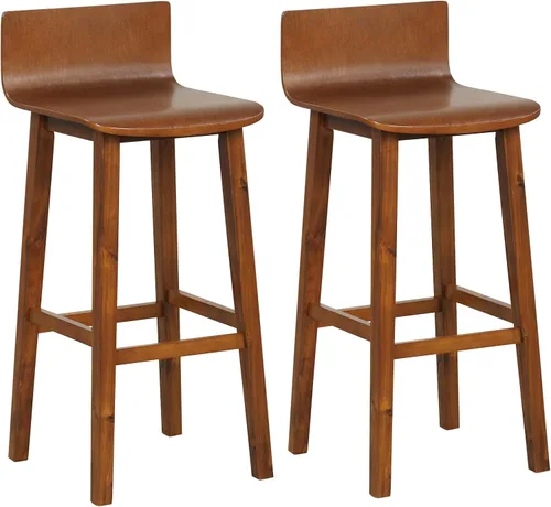 Miniatura 14 de Giantex Juego de 2 taburetes de bar de 24.5 pulgadas, taburetes de bar de altura de mostrador con respaldo bajo y reposapiés, sillas de comedor