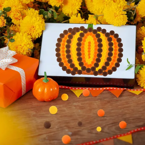 Miniatura 4 de Tegeme 1200 bolas de pompones para manualidades, decoración de guirnaldas de oficina en casa (amarillo, marrón, naranja)