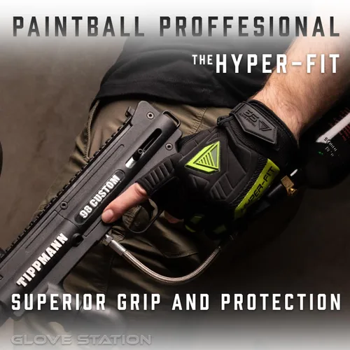 Miniatura 5 de Glove Station Hyper-Fit - Guantes Tácticos de Tiro y Trabajo - Verde, Grande - Diseño Sin Dedos, Equipo de Paintball y Airsoft para Hombres