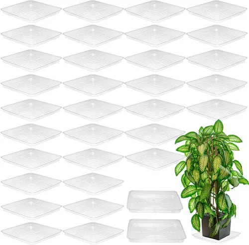 Miniatura 13 de Paquete de 30 platillos de plantas para interiores, bandejas de plantas de 4 pulgadas para macetas, bandejas de plástico para plantas, bandejas