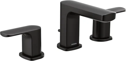 Moen Rizon T6920BL - Grifo de baño de dos manijas negro mate, requiere válvula, T6920BL Mate negro