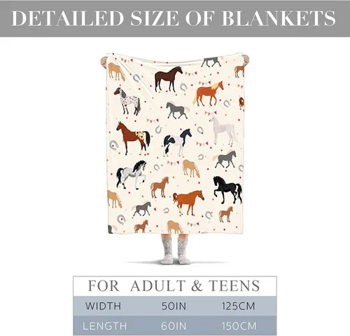 Miniatura 3 de Manta de caballo, suave y cálida manta de felpa de forro polar de 60 x 50 pulgadas, manta de franela suave y acogedora para cama, sofá, oficina