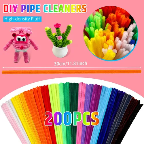 Miniatura 2 de Giwrmu 200 piezas 20 colores Limpiapipas para Manualidades, Limpiapipas Tallo de Chenilla, Palitos Difusos Suministros para Manualidades