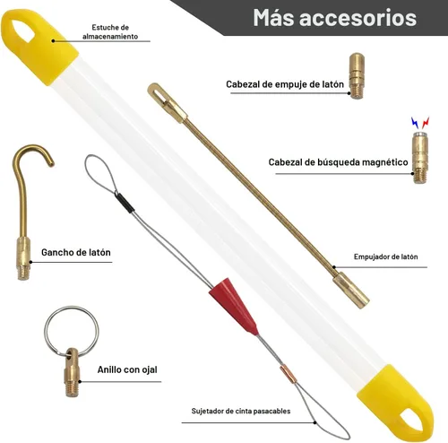 Miniatura 2 de Kit de cinta pescadora eléctrica de fibra de vidrio de 11 pies con 5 accesorios diferentes y herramienta de cinta pescadora en un estuche