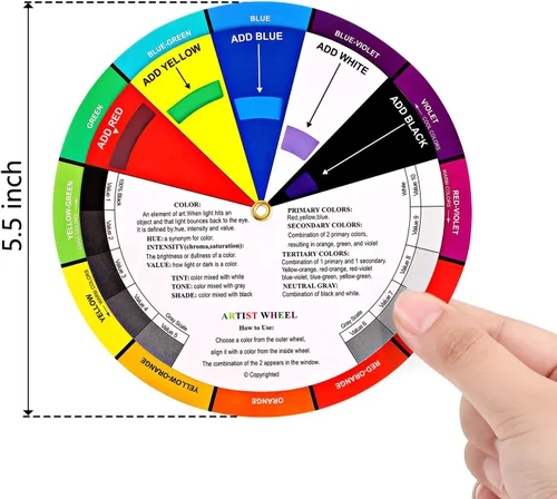 Miniatura 3 de Outus 2 Piezas Rueda de Colores, Guía de Aprendizaje de Mezcla de Pintura Herramienta de Enseñanza de Arte Ruedas de Color para Tabla de Mezcla