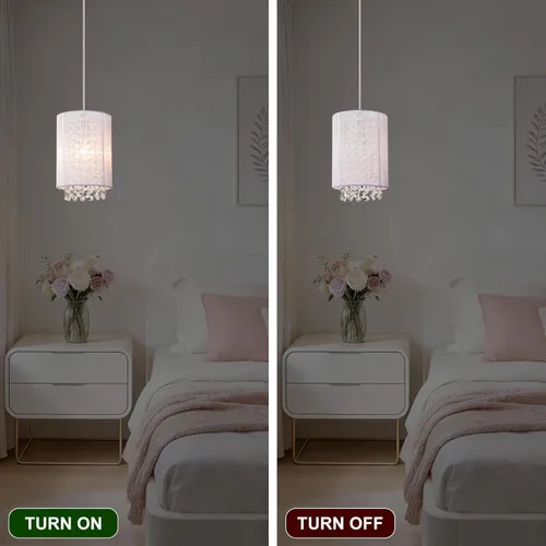 Miniatura 7 de LaLuLa Lámpara colgante enchufable, lámpara de cristal enchufable, fácil de instalar, pequeña luz colgante blanca 1 luz para dormitorio de niñas