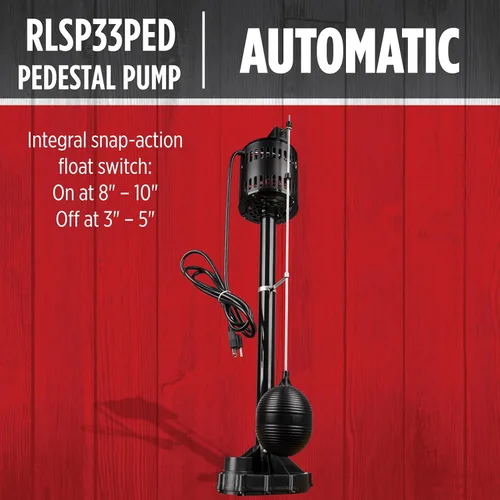 Miniatura 4 de Red Lion RLSP33PED Bomba de pedestal termoplástica de 115 voltios, 1/3 HP, 3300 GPH con cable de 8 pies, color negro, 14942052