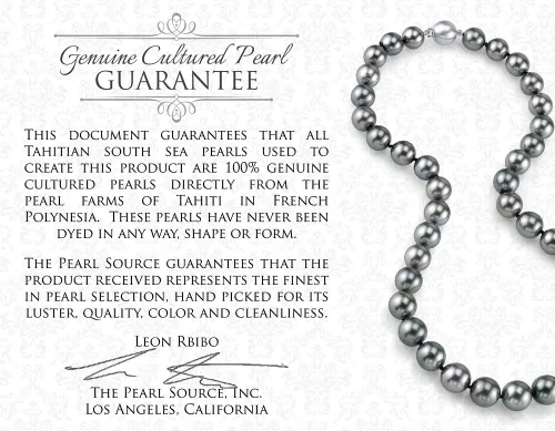 Miniatura 5 de THE PEARL SOURCE Collar con colgante redondo de oro de 14 quilates, color negro de Tahití cultivado en el mar del Suzanna para mujer