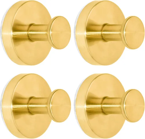 Miniatura 21 de Paquete de 4 ganchos adhesivos dorados para toallas, ganchos autoadhesivos de acero inoxidable para abrigo, gancho para colgar en la pared