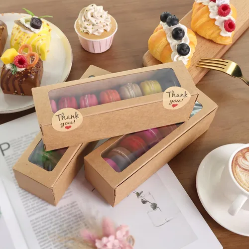 Miniatura 6 de NPLUX Paquete de 36 cajas de macarrones para 5-7 macarrones, cajas de dulces de fresa con adhesivo para regalo, regalos de graduación, regalos