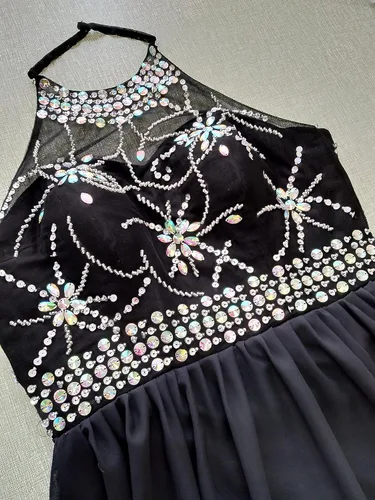 Miniatura 4 de Kivary Vestidos de noche largos de gasa degradado con cuentas transparentes halter, Ombre
