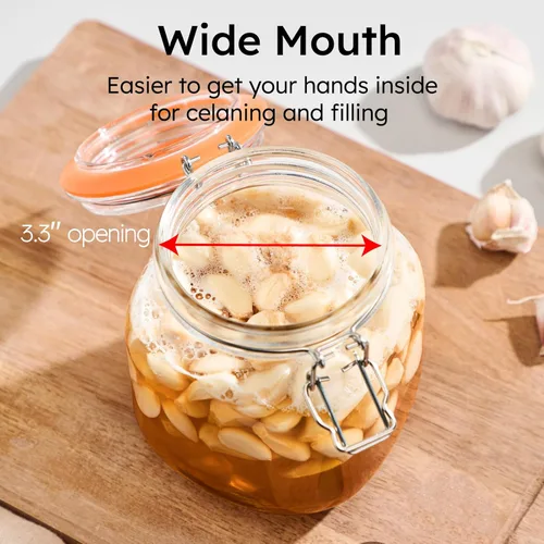 Miniatura 2 de Jillmo Tarro de fermentación de 1 litro, kit de fermentación de vidrio cuadrado con peso para hacer chucrut, salsa picante, hidromiel, sidra y más