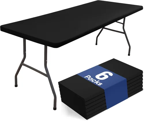 Miniatura 18 de homing Paquete de 4 manteles rectangulares de 4 pies, mantel ajustable de poliéster impermeable, lavable, para picnic, campamento, al aire libre