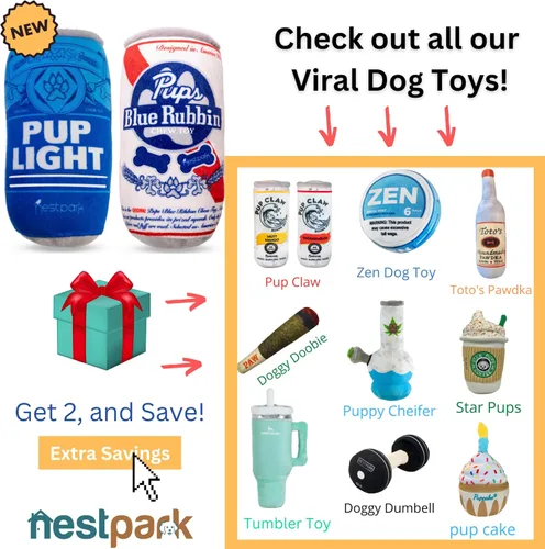 Miniatura 5 de Nestpark Pup Light and Pups Blue Rubbin - Juguetes de cerveza para perros de parodia - Divertidos juguetes de felpa chirriante y arrugada