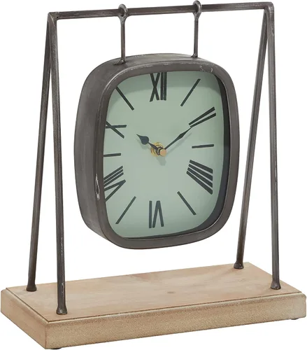 Miniatura 12 de Deco 79 Reloj de péndulo de madera con base de madera, 10 x 5 x 11 pulgadas, dorado