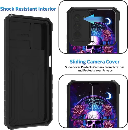 Miniatura 1174 de Funda para Samsung Galaxy S22 Ultra 5G, Galaxy S22 Ultra con cubierta de cámara deslizante, funda resistente de doble capa con función atril Black