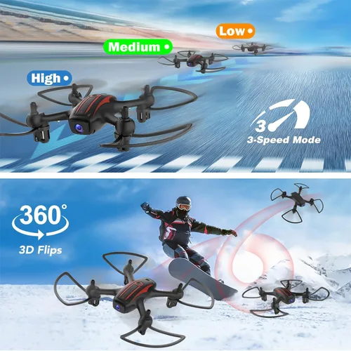 Miniatura 4 de Drones para niños de 8 a 12 años, dron con cámara 1080P para niños y adultos, FPV Drone con 2 baterías, mini dron con foto de gestos, cuadricóptero