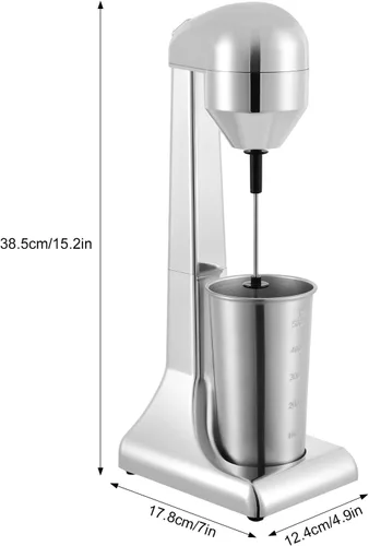Miniatura 4 de Mezclador eléctrico de bebidas, mezclador retro y espumador de leche, taza de acero inoxidable de 17.7 fl oz, 2 velocidades (16,000-22,000 RPM)