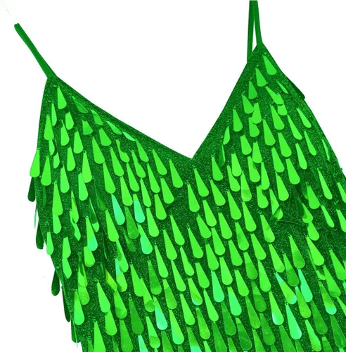 Miniatura 3 de Sywiyi Wonen's - Vestido de baile con flecos y lentejuelas brillantes, tango latino, Samba, con borlas y flecos, vestido de fiesta de noche