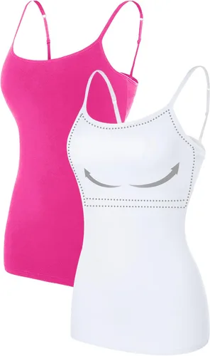 Miniatura 116 de Camisa Attraco de algodón, con tirantes estilo espagueti, con brasier incorporado, 2 paquetes, para mujer