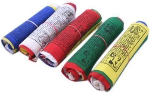 Miniatura 2 de Oma Buda Banderas tibetanas de oración de Nepal, juego de diez banderas, juego de 5 rollos - 50 unidades - OMA FEDERAL (TM)