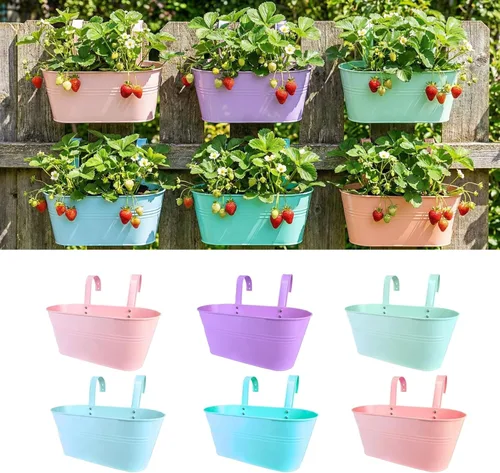 Miniatura 15 de LaLaGreen - Maceta colgante para exteriores (11.2 pulgadas, paquete de 6) rosa claro, morado claro, turquesa, rosa neón, amarillo, naranja, caja