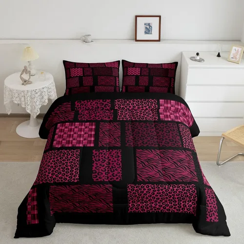 Miniatura 19 de Juego de ropa de cama individual de piel de cebra, guepardo y leopardo, para niños y adultos, juego de edredón de piel de animales salvajes