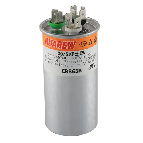 Miniatura 15 de 40/5 uF 40+5 MFD ±6% 370V/440V CBB65B Condensador de CA de Doble Funcionamiento Redondo de Reemplazo 40 5 uF MFD 370 440 Voltios VCA para Arranque
