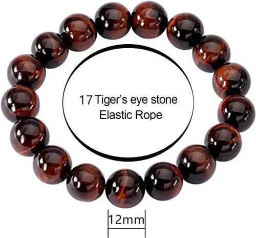 Miniatura 2 de Jewever Pulsera elástica de cuentas redondas lisas de ojo de tigre, unisex (varias piezas)