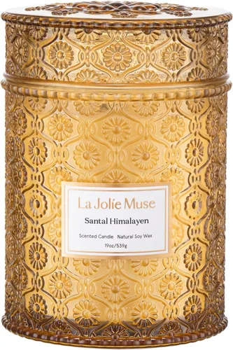 Miniatura 11 de LA JOLIE MUSE Vela Sahara Amber – Bergamota, clavo y ámbar Vela de cera de soja grande de 12 onzas con 2 mechas 60 horas de combustión limpia