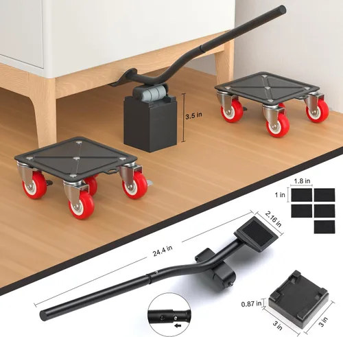 Miniatura 5 de Carrito de muebles resistente con 5 ruedas, capacidad de carga de 3300 libras para un fácil movimiento y almacenamiento, juego de herramientas