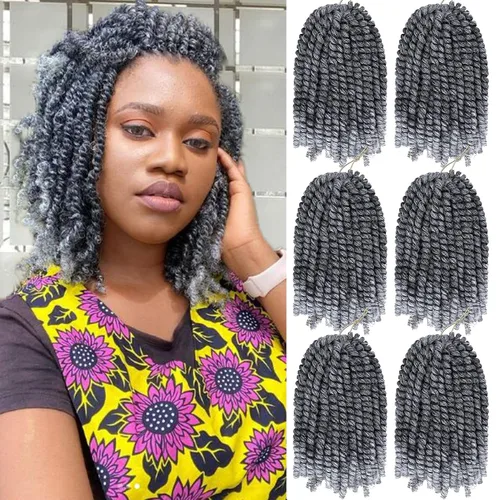 Miniatura 52 de Paquete de 2 cabello para trenzas en espiral de 8 pulgadas, cabello Spring Twist para rastas falsas, rastas de mariposa, cabello para trenzas, fibra