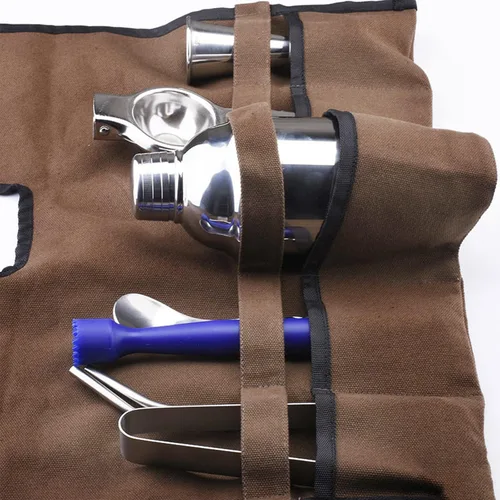 Miniatura 5 de Canvas Bartender Roll - Kit de Mixología Profesional Bolsa - Marrón