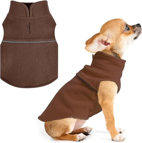 Miniatura 14 de Suéteres para perros pequeños hembra, chaleco de forro polar para perro con agujero para correa, suéter pullover cálido, chaqueta para cachorro