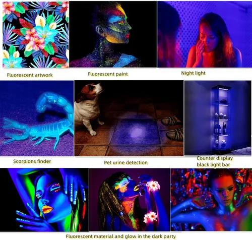 Miniatura 7 de THLIFURE Barra de luz negra UV USB DC 10 W 1 pie LED barra de luz negra tira de luces para dormitorio, pintura fluorescente, póster de fiesta, imán