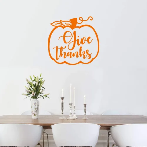 Calcomanía artística de vinilo para pared, 22 x 23 pulgadas, diseño de calabaza para oficina, negocios, cafetería, tienda, escuela, entrada, puerta,
