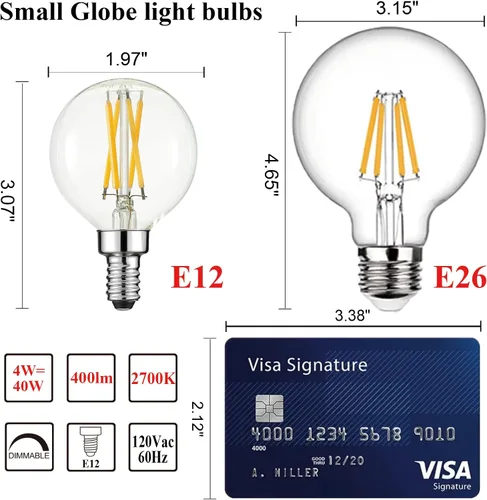 Miniatura 4 de Arberlic Bombilla G16.5, Bombilla LED E12 de 4W regulable Equivalente a Bombilla Candelabra E12 de 40 Vatios, Blanco Cálido 2700K, 400lm, CRI85+