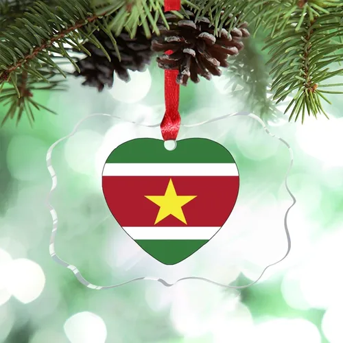 Miniatura 25 de Adorno de Navidad personalizado de la bandera de Venezuela 2023, adornos de corazón para árboles de Navidad, acrílico país, ciudad, recuerdo